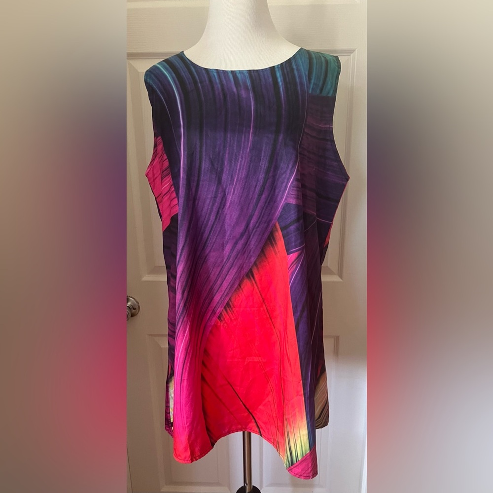 Bright Multicolor Sleeveless Tunic Top / Swimsuit Cover Up